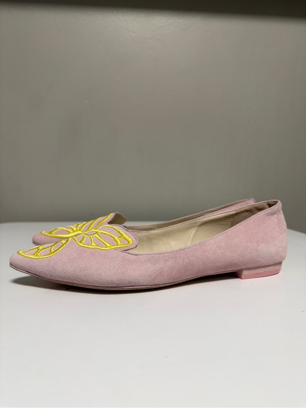 Sophia Webster Bibi Butterfly Velvet Flat Antique Rose Pink Women’s EU 37 US 6.5